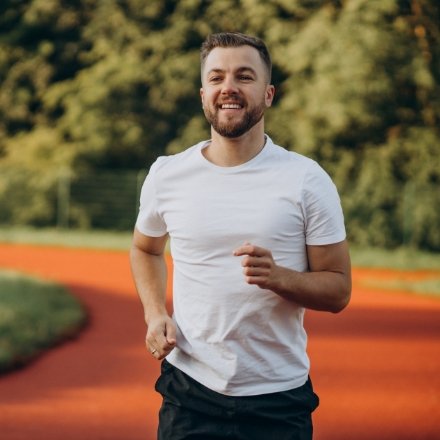 happy man running